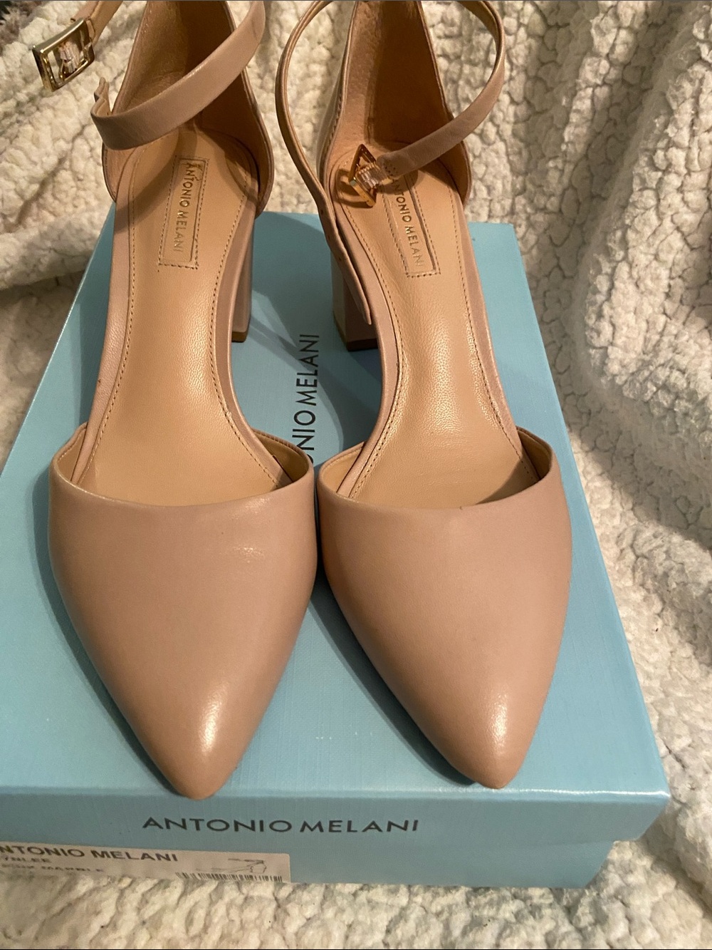ANTONIO MELANI Pink Marble Block Heel Ankle Strap Pumps - Picture 4 of 16